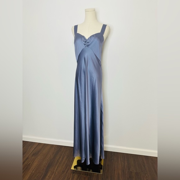 Dannijo Silk Slip Gown In Mystic Blue - Picture 4 of 10